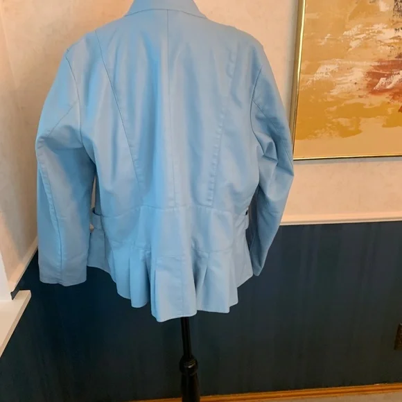 Ashley Stewart Light Blue Faux Leather Jacket Size 14/16 - Picture 4 of 10